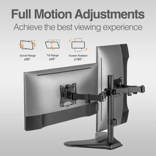 Argom Tech Soporte de sobremesa para doble monitor de 32" con base